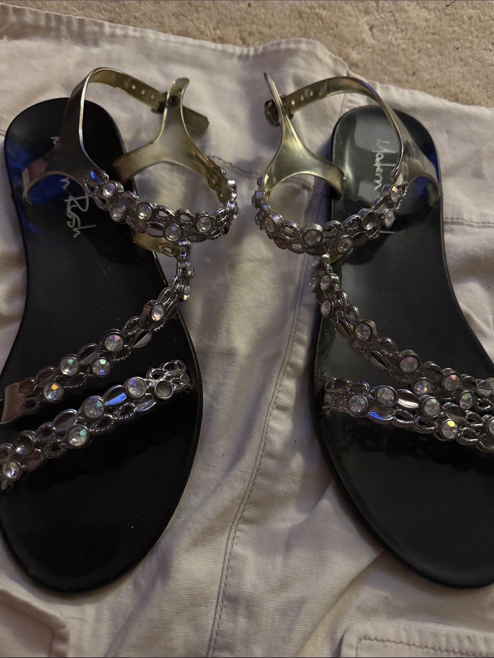 Women’s Black Jeweled Slingback Sandals -